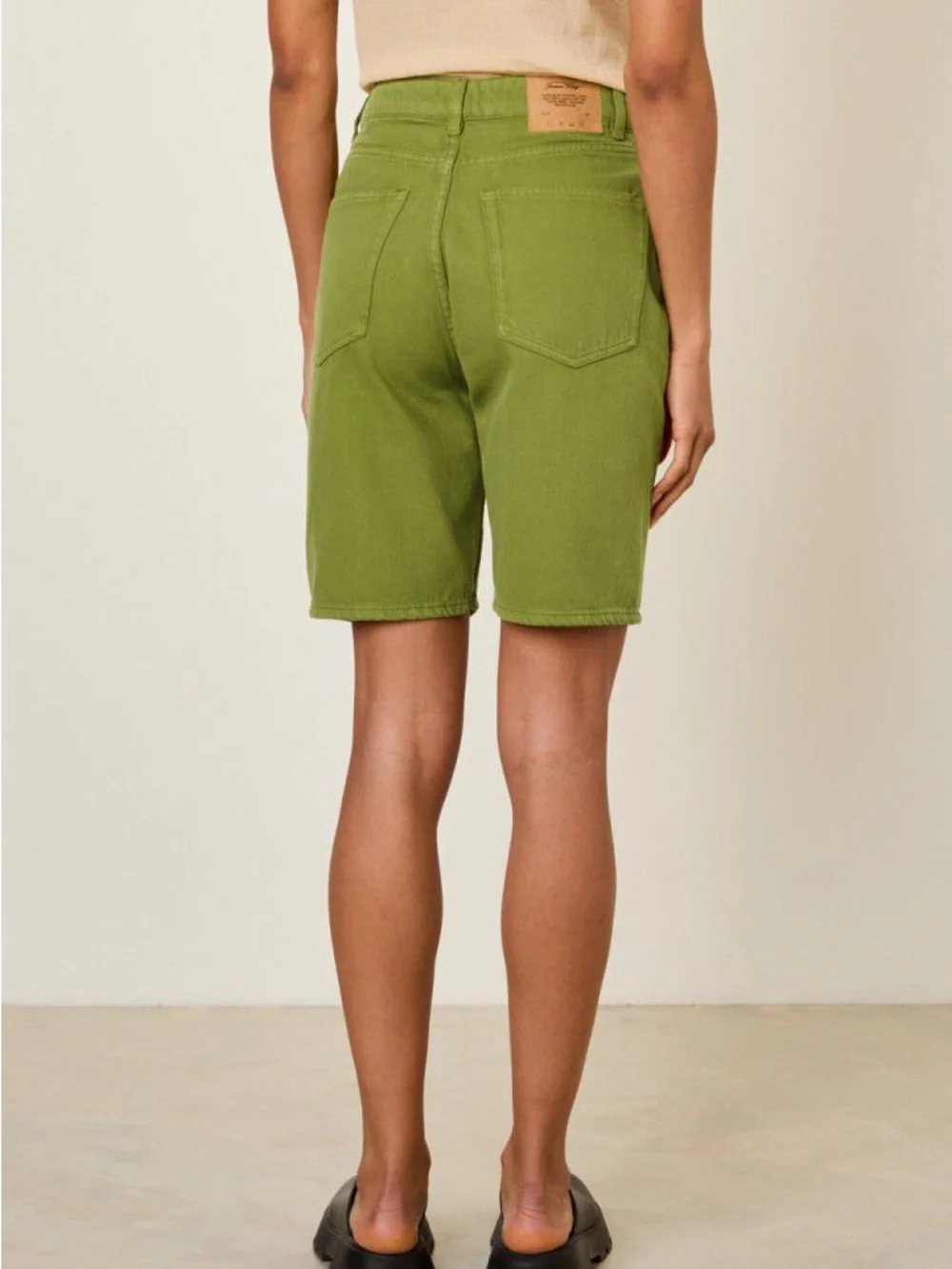 American Vintage Tineborow Olive Green Denim Shorts